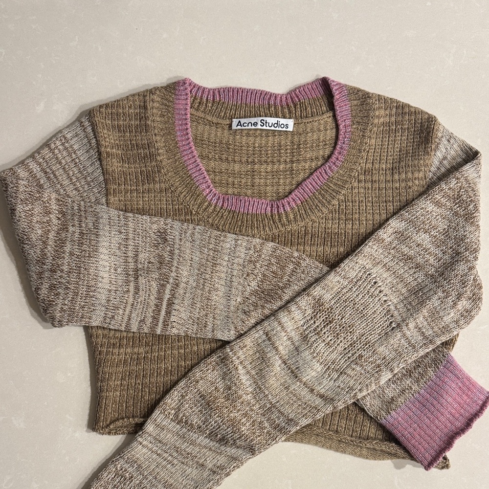 Acne Studios Asymmetric distorted sweater - Camel brown/tobacco/pink - Picture 5 of 5